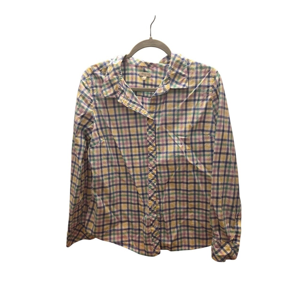 Talbots Pastel Plaid Button-Up Shirt | Size Large